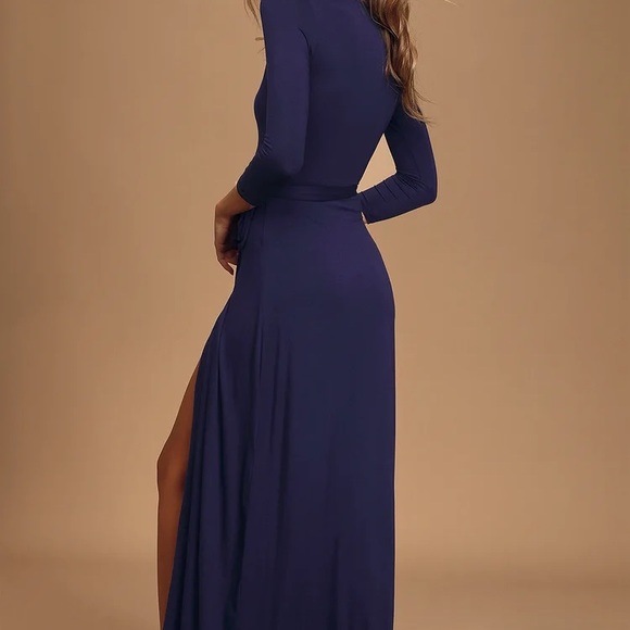 Lulu’s Garden District Navy Blue Wrap Dress - Picture 5 of 9